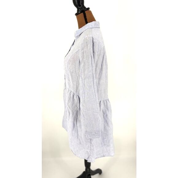 H by Halston Blue Linen High-Low Oversized Shirt Dress – Size Medium - Picture 5 of 8